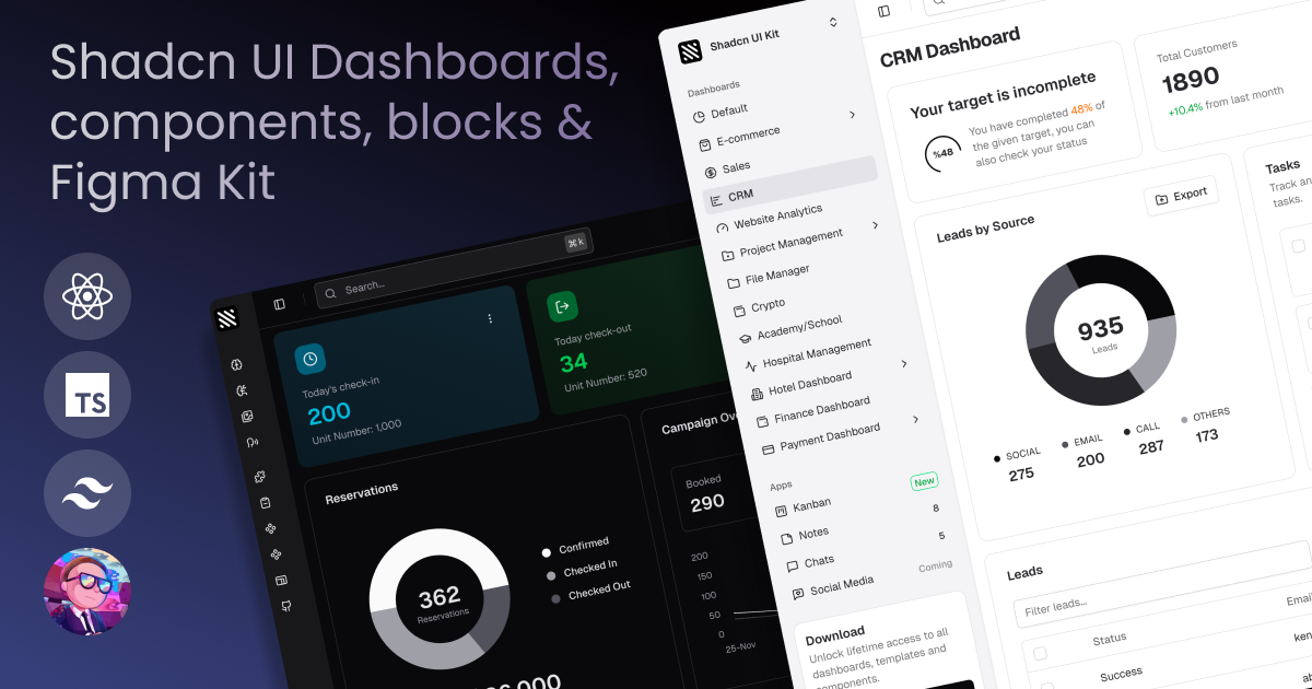 Shadcn UI Kit · Build faster with pre-built admin dashboards, UI ...