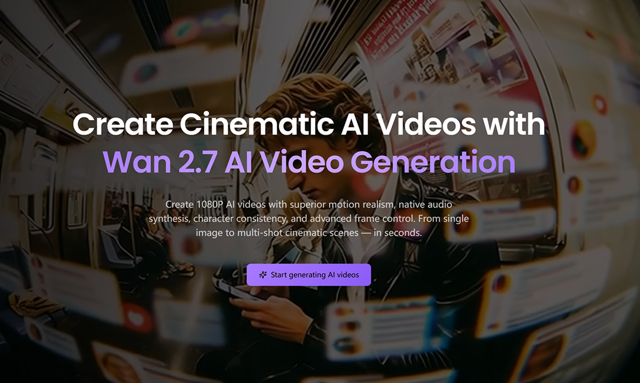 Wan 2.7 AI Video Generator · Create cinematic AI videos from text or ...